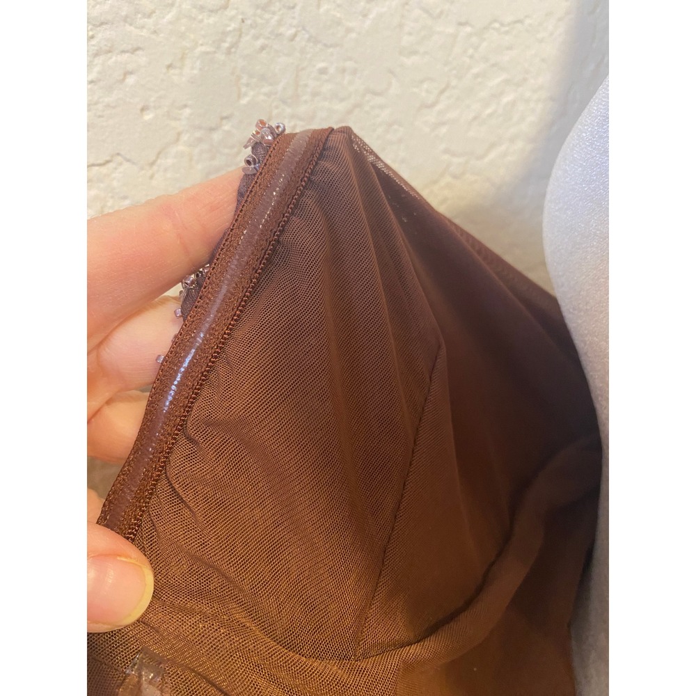 Oh Polly Beaded Mini Dress Sz 8 Prom Red Brown Ombre Strapless Bodycon Fairy NWT - Picture 7 of 10